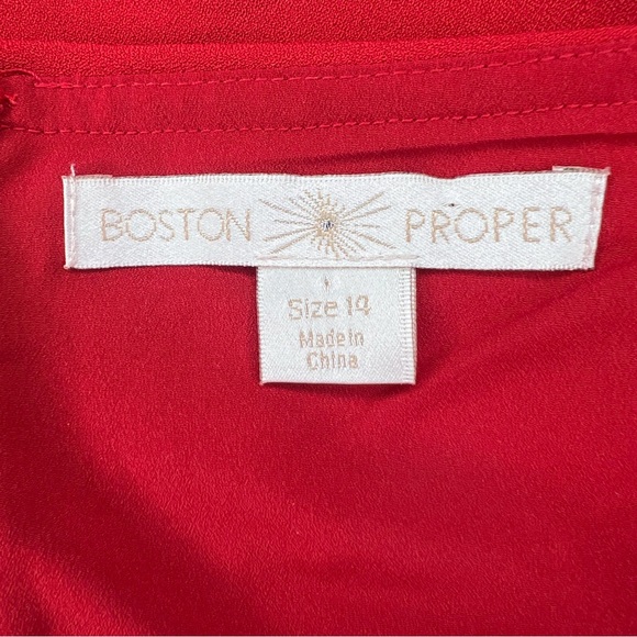 Boston Proper Red Ruffle Off the Shoulder Midi Dress size 14 Holiday Party - Picture 3 of 7